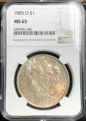 1885-O $ モーガン シルバー ドル NGC MS65 「ハイグレード」「トーンあり」