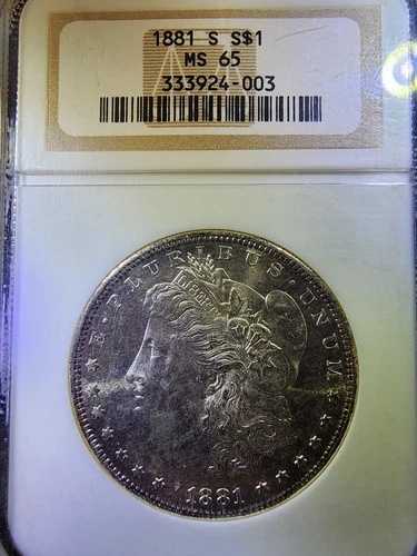 1881年 S モルガン銀貨 NGC MS65