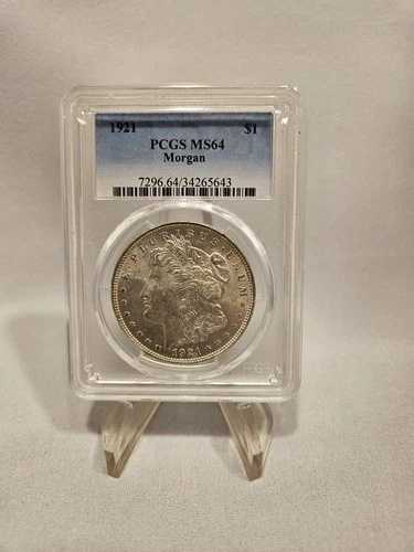 1921年 モルガン銀貨 1ドル フィラデルフィア造幣局 PCGS MS64 ブラストホワイト 9824