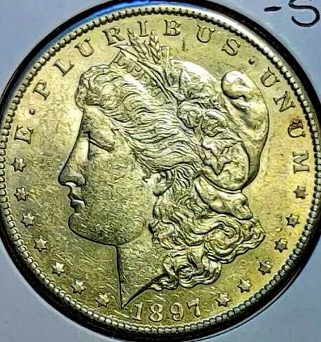 1897-S AU/UNC モーガン シルバー ドル 90% シルバー 1 ドル コイン US KM#: 110