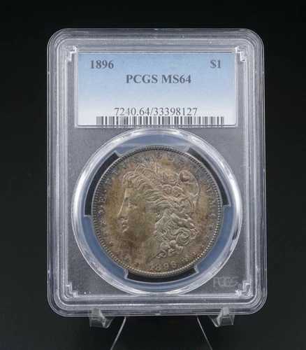 1896年 1ドル モルガン銀貨 BU 未流通 PCGS MS64 トーン M1630