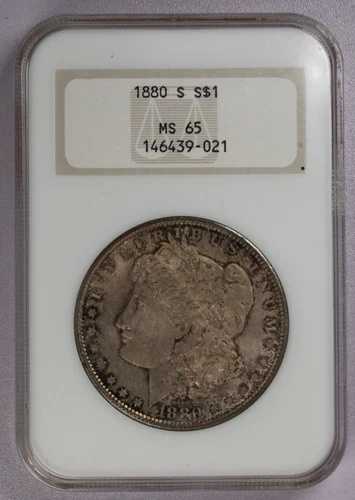 1880-S 1ドル モルガン銀貨 NGC MS 65