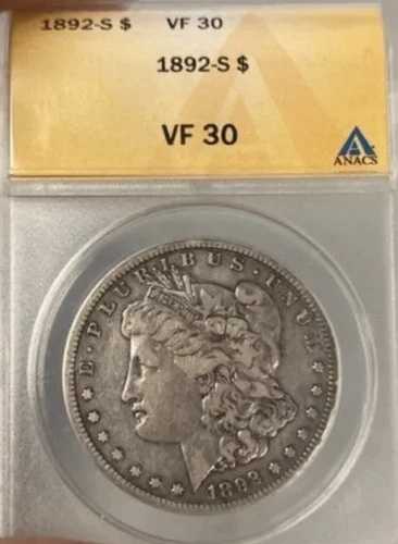 1892-S ANACS VF30 モルガン銀貨