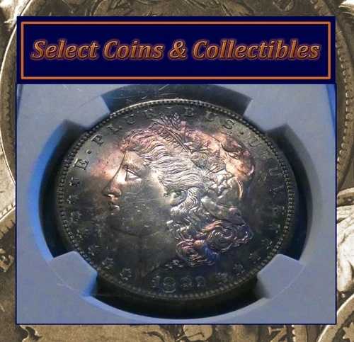 1882-S モルガン銀貨 - NGC MS 63 ブルズアイ レインボートーン PQ ジェム！ #1070