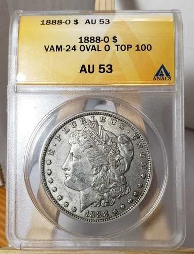 1888-O モーガン ドル- AU 53!- 珍しいオーバル O ミントマーク!!トップ100VAM!!!