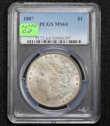 1887年 モルガン・ダラー VAM-3A スーパークラッシュダイス PCGS MS-64 27V9