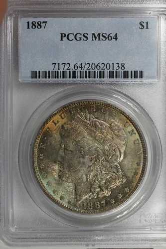 1887年 $1 PCGS MS64、モルガン銀貨、ミス・リバティ・ヘッド・ドル、$1｜WORLD RESOURCE【QUEEN店】 68,365円