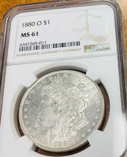 1880 O 銀貨 1ドル NGC MS61 小さな「o」のダイ・ゴッジ 右下翼 VAM57 R5 68,365円