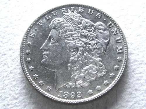1892-P モルガン・ダラー、反射半PL裏面光沢白表面（25-D）++++