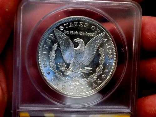モーガン シルバードル 1879 S ANACS MS 64 ルックス PL ガラス製カメオミラー