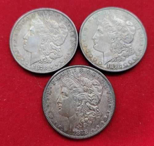 1878S モルガン銀貨 3枚 トーン付き AU/UNC 24042