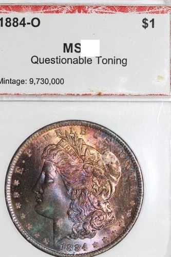 1884-O モルガン 90% 銀貨 MS 色褪せあり (218730001)