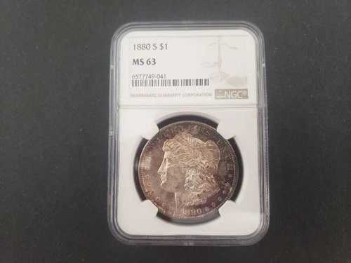 1880年Sモルガン銀貨、NGC MS63認定、未使用品！本当に素晴らしい！