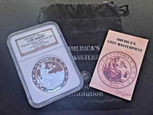 1876 2009 シルバー ジョージ・T・モーガン 100ドル ユニオン 1.5オンス コイン NGC ジェムプルーフ COA ポーチ