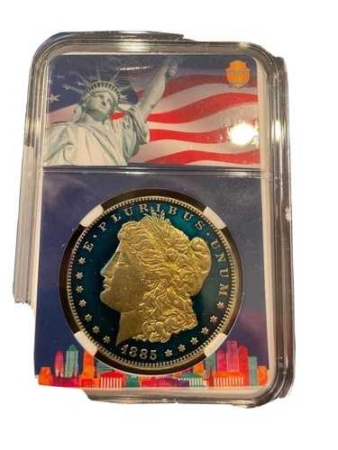 1885年 モーガン銀貨 表面と裏面に完全着色