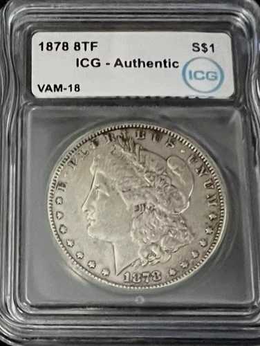 1878年 8TF モルガン銀貨 VAM-18 本物 ICG