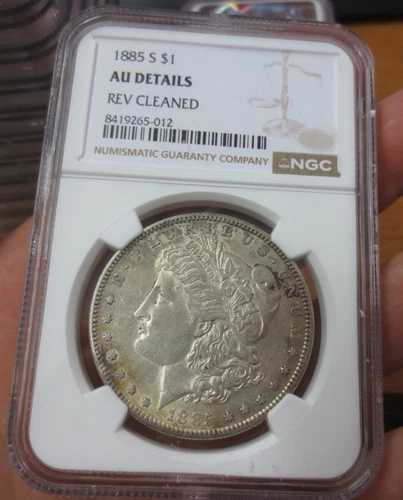 1885-S モルガン・ダラー NGC AU++ 詳細（裏面クリーニング済み）（日付良好）