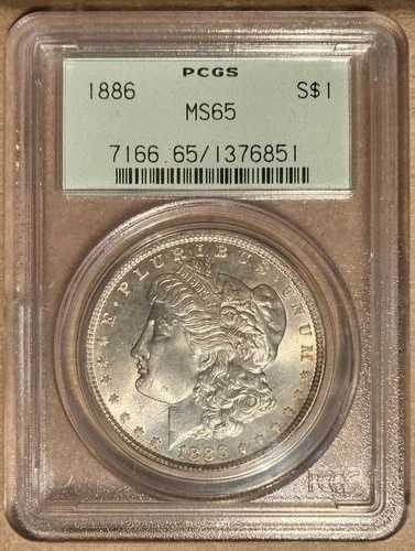 1886年 PCGS MS65 モルガン銀貨 1ドル - OGH - オールドグリーンホルダー