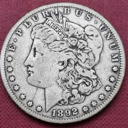 1892年 S モルガン・ダラー 1ドル 優良グレード VF #58164