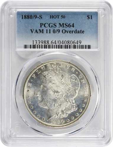 1880/9-S VAM 11 モーガン シルバー ダラー 0/9 オーバーデイト MS64 PCGS