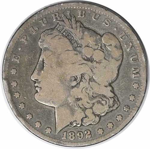 1892-CC モルガン銀貨 VG 未認定 #187