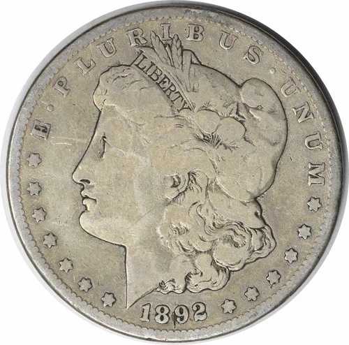 1892-CC モルガン銀貨 VG 未認定 #186