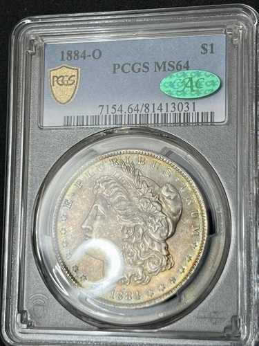 ????1884 O モルガン ダラー $1 PCGS MS64 - グリーン モンスター トーン加工済み、CAC 付き!!! 見て！????