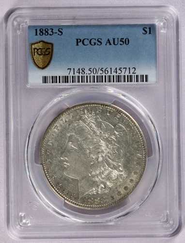 1883-S 1ドル モルガン銀貨 PCGS AU 50