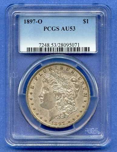 1897 O PCGS AU53 モルガン銀貨 1ドル 米国造幣局 希少年号コイン 1897-O AU-53