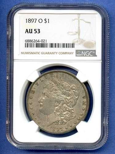 1897 O NGC AU53 モルガン銀貨 1ドル 米国造幣局 希少年号コイン 1897-O AU-53