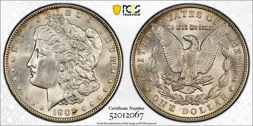 1902-P モーガン シルバー ダラー PCGS MS63 素晴らしい外観、素晴らしい打刻、素晴らしいコイン!