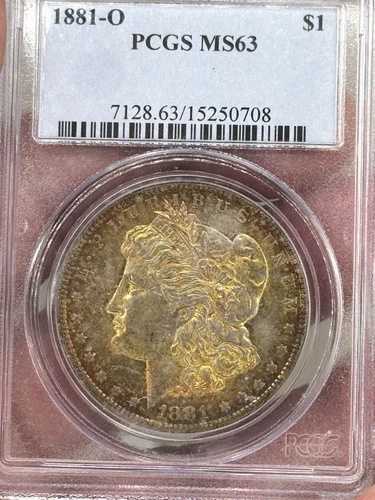 * 1881-O * MS63☆ PCGS * モーガン銀貨 * 鮮やかなレインボートーン + 必見 18,469円