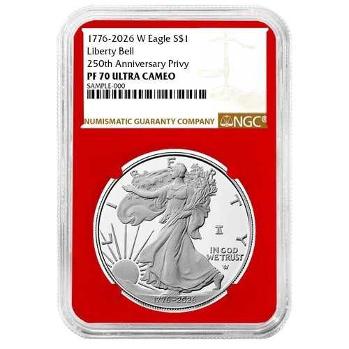 プレセール - 2026-W $1 1オンス プルーフ アメリカン シルバー イーグル NGC PF70UC ブラウンラベル レッド