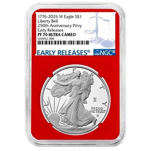 プレセール - 2026-W $1 1オンス プルーフ アメリカン シルバー イーグル NGC PF70UC ER ブルーラベル