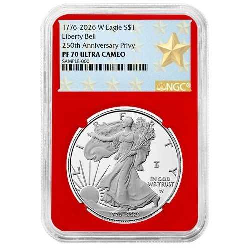 プレセール - 2026-W $1 1オンス プルーフ アメリカン シルバー イーグル NGC PF70UC ウェストポイント スター