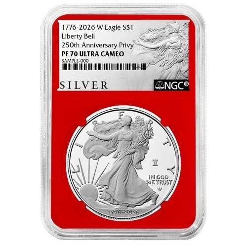 プレセール - 2026-W プルーフ $1 アメリカン シルバー イーグル NGC PF70UC ALS ラベル レッドコア 78,650円
