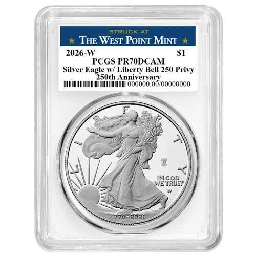 プレセール - 2026-W $1 1オンス プルーフ アメリカンシルバーイーグル PCGS PR70DCAM ウェストポイント