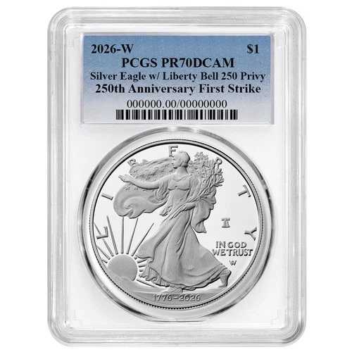 プレセール - 2026-W プルーフ $1 アメリカン シルバー イーグル PCGS PR70DCAM FS ブルーラベル