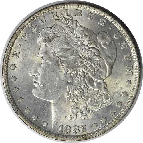 1882-O/S VAM 4 モルガン銀貨 O/S 凹型 BU 未認定 #210