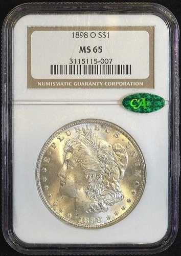 1898年 O モルガン シルバー ダラー $1 NGCグレード MS 65 CAC認定 ジェムミントビューティー
