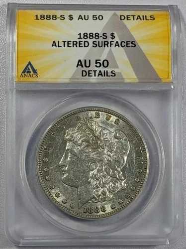 1888年 S モルガン銀貨 ANACS AU-50 表面加工