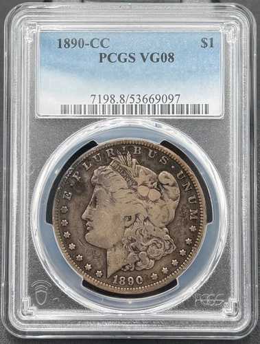 1890年 CC モルガン シルバー ダラー $1 PCGS VG 8、低鋳造枚数セミキーデート