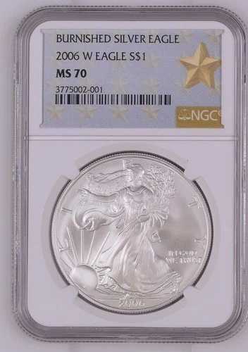 2006年 W 地金シルバーイーグル NGC MS-70 バーニッシュドシルバーイーグル