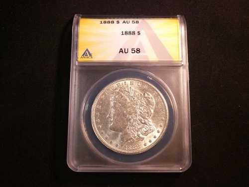 1888年モルガン銀貨 - AU 58、ANACSによる専門的鑑定済み