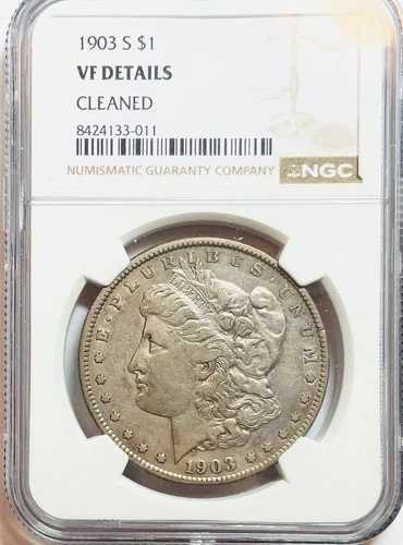1903-S モルガン・ダラー - キーデート - NGC VF 詳細 - クリーニング済み