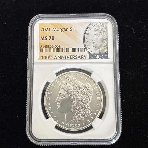 2021-P モルガン銀貨 NGC MS70 100周年記念ラベル - 美しいコイン