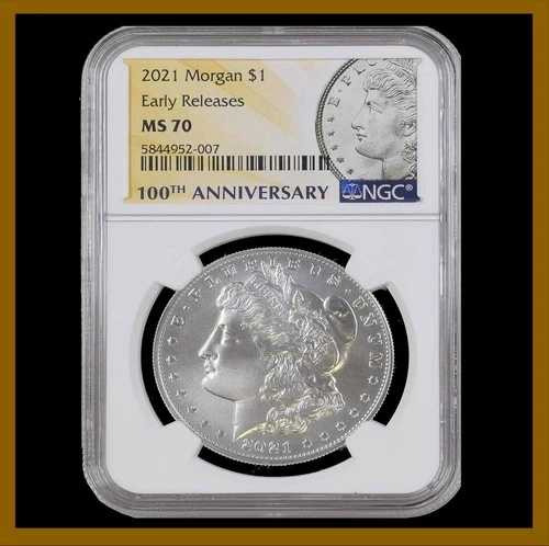 2021年 フィラデルフィア アーリーリリース シルバー モルガン ダラー コイン (P) NGC MS 70