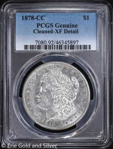 1878-CC 1ドル モルガン銀貨 PCGS 純正 XF 詳細