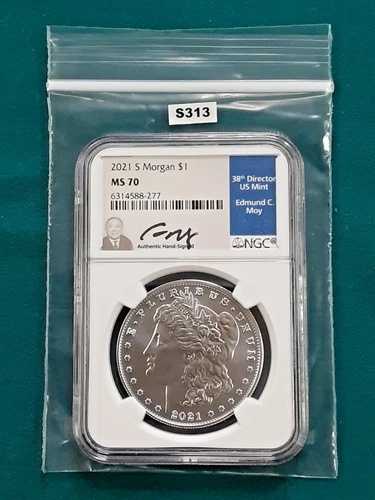 2021年 S シルバー モルガン・ダラー！NGC MS70 エドマンド・モイ署名入り！素晴らしいコイン！S313