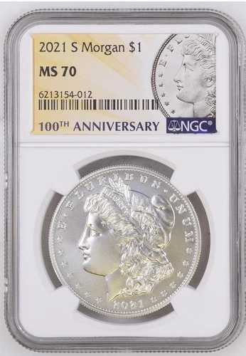 2021-S $1 サンフランシスコ .999 100周年記念 シルバー モルガン ダラー NGC MS70 012